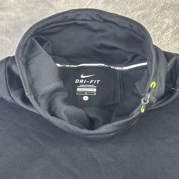 Nike Running Shirt Mens Large Black Dri-FIT Funnel Neck Thumbholes 659886-010 - Picture 6 of 13
